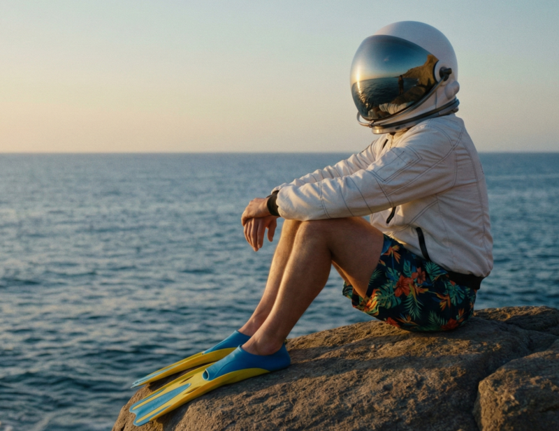 Astronauta frente al mar